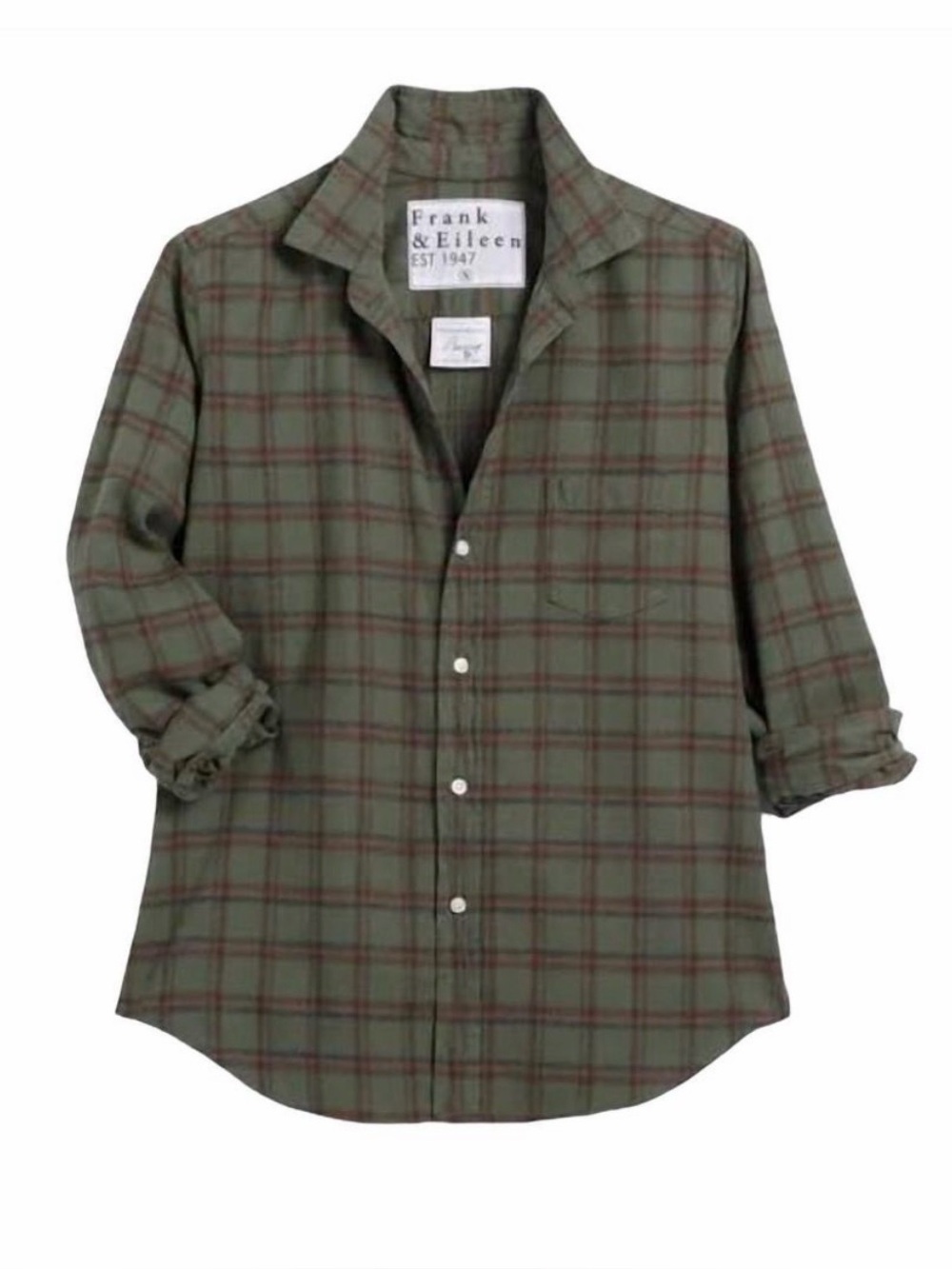 FRANK & EILEEN shirley oversized button up in green brown plaid
